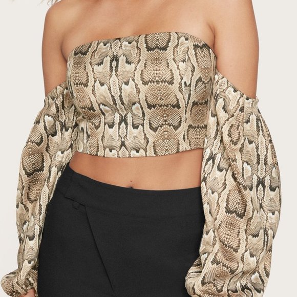 bebe Tops - bebe Snakeskin Pattern Crop Top Size 8